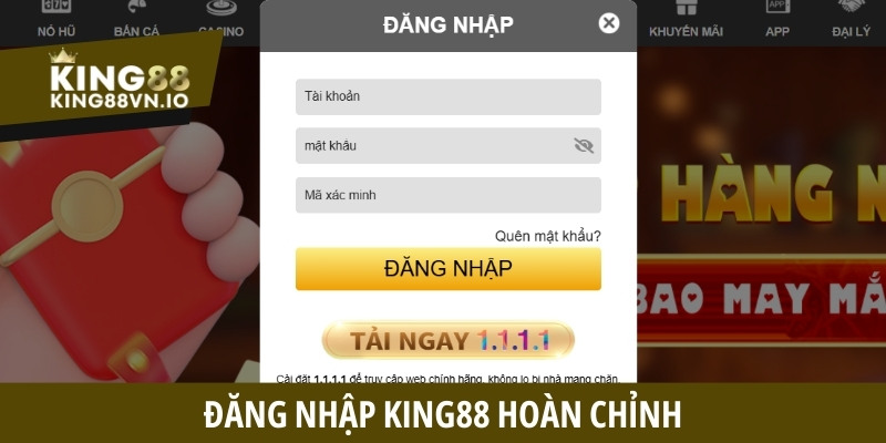 Đăng nhập King88 hoàn chỉnh