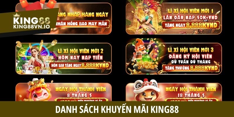Danh sách khuyến mãi King88